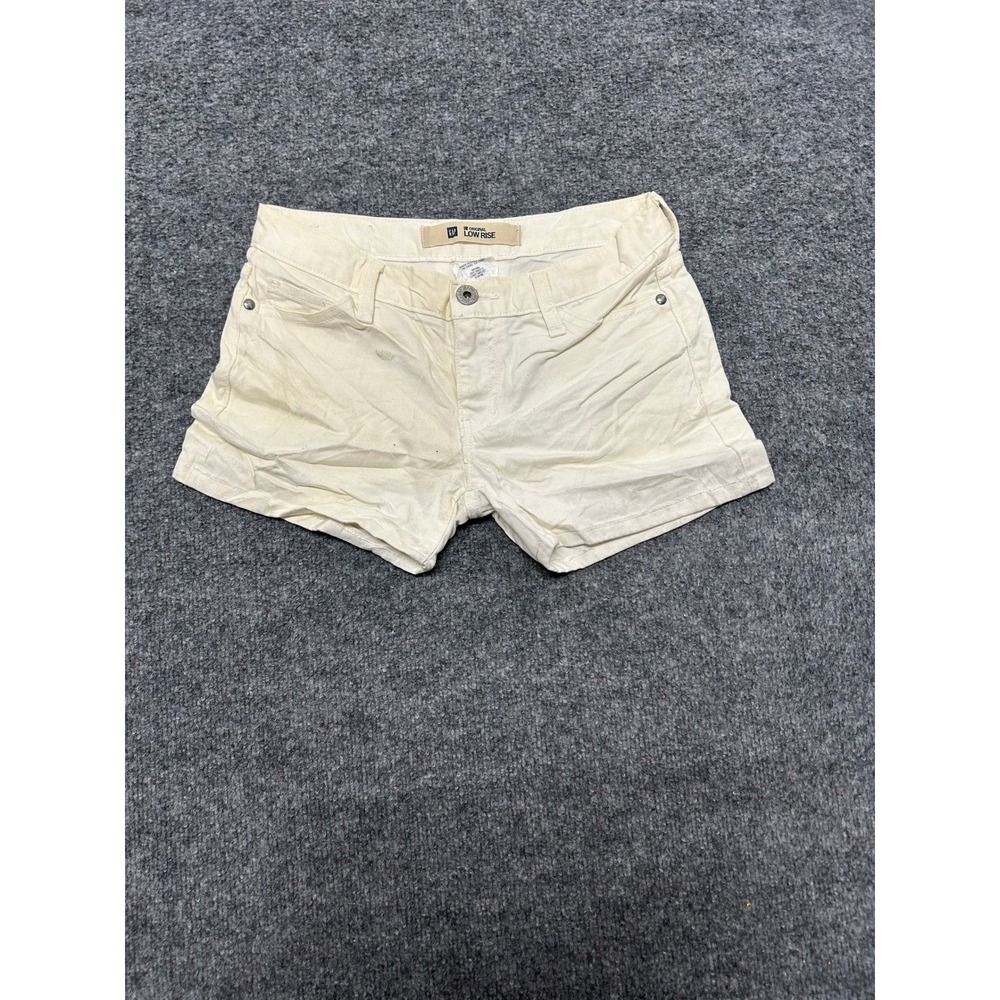 Gap Shorts Womens Size 1R Off White Low Rise Denim Casual Stretch Stained